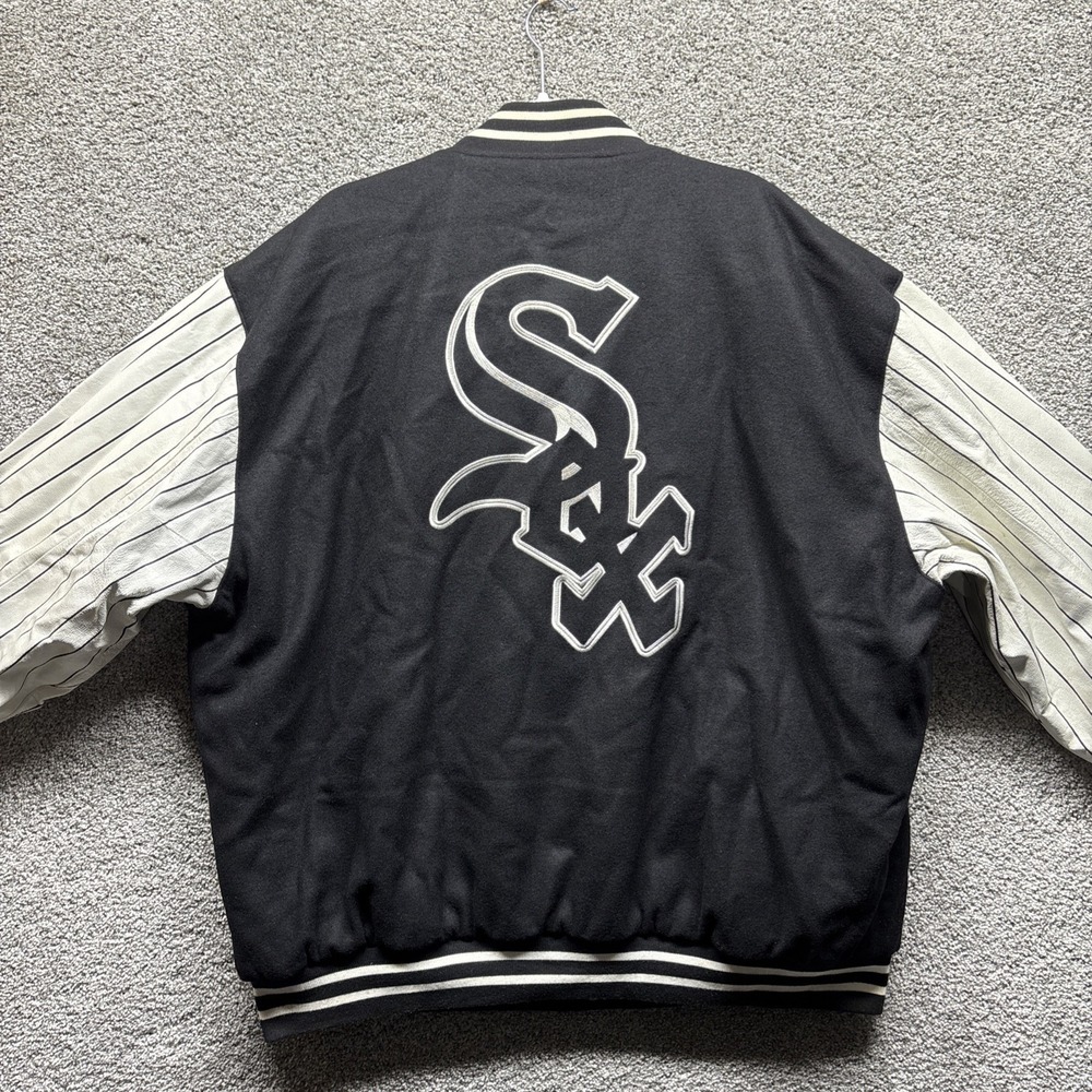 Vintage JH Design 3X Chicago White Sox Varsity Jacket Leather Wool Reversible